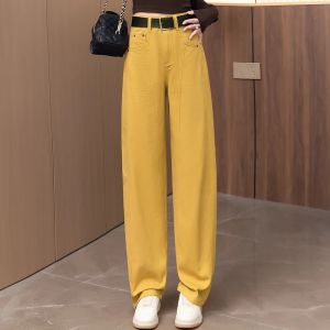 High Waist Straight Leg Jeans Womens Spring Autumn New Style 2025 Slimming Wide Leg Pants Casual Wear Comfortable Denim