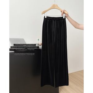 Trendy Small-Batch High Waist Drape Velvet Wide Leg Pants