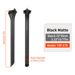TOSEEK C70 Carbon Seatpost Light Weight 27.2 31.6mm Length350/400mm Matte Black MTB Road Bike Seat Post Seat Tube Bicycle Parts