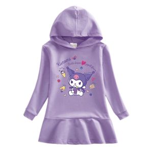 Princess Style Long Sleeve Dress for Girls Spring Autumn Cotton Cartoon Printed Casual A-Line Skirt Suitable for Babies And Kids