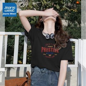 Jeanswest | Áo Thun Nữ Tay Ngắn Cotton Thuần Form Rộng Big Size Màu Xám Phong Cách Casual