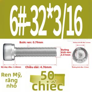 BAIRUITE | Ốc Đầu Cốc Lục Giác UNC UNF 304 Thép Không Gỉ 1/2-13 Răng