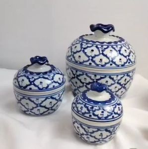 โถลายครามโบราณ 3นิ้ว 4นิ้ว 5นิ้ว 6นิ้ว โถเซรามิค มีฝาปิด เคลือบอย่างดี โหลเซรามิค ฝาจีบ โถเซรามิก