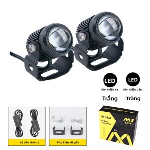 Đèn Pha Mini SENLO 12V Đèn LED Chiếu Điểm Đèn Pha Xe Máy Đa Năng Chống Nước 30W 30000LM M1 6000K Trắng/vàng