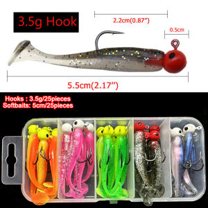 Lurestiker Box package 3.5g jig head hooks soft worm lure grub Ttails baits for bass perch pike crank lure tackle