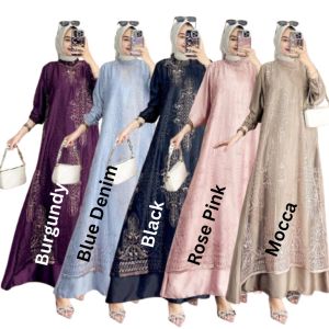 Gamis Wanita Terbaru Ameella Dress Mocca Busana kondangan Muslimah