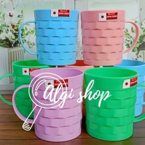 12Pcs Gelas tangkai unik harian tebal bebas BPA