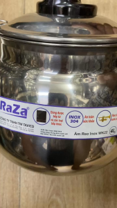 Ấm đun nước RAZA inox 304 sử dụng được bếp từ 4L