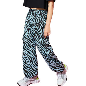 Rolanko Kids Girls Stripes Sport Pants Children Loose Jogger Cargo Trousers Street Hip Hop Dance Clothes Casual Bottoms 4-16 Years
