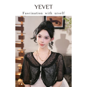 Khăn Choàng Cổ Mùa Hè Mỏng Rỗng Họa Tiết Gấu Trắng Phong Cách Hàn Quốc Mới Trang Trí Nút Áo Cổ Tròn