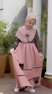BAJU DRESS ANAK CANTIK & CUTE GAMIS HIJAB KAGUMI KIDS 86 CORAL SUGAR / BAJU DRESS GAMIS NGAJI ANAK USIA 4-6 TAHUN