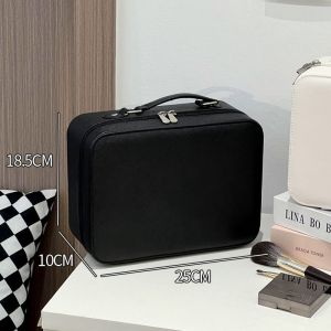 Portable Small Travel Makeup Bag Womens Handheld Cosmetic Storage Pouch with Mirror Divided Compartments for Outdoors Use