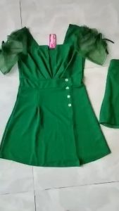 SÉT ĐẦM KÈM QUẦN ĐÙI-PHỐI TAY LƯỚI.mã ak99