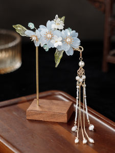 Chunyixuan Elegant Minimalist Spring and Summer New Arrival Water Blue Epiphyllum a Pair of Hairclips Single Side Clip Ancient Style Cheongsam Han Chinese Clothing Hair Accessories Female