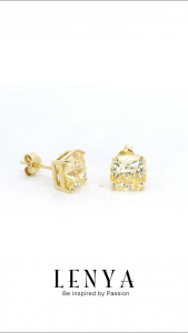 LENYA ต่างหู CZ สีเหลือง DiamondLike เสริมลุคใส่สบายทุกวัน ขนาด 8 มิล ตัวเรือนเงินแท้925 ชุบทองคำ