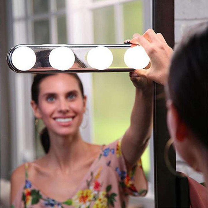 Sentexin 4 Bulb Led Makeup Mirror Light Suction Cup Installation