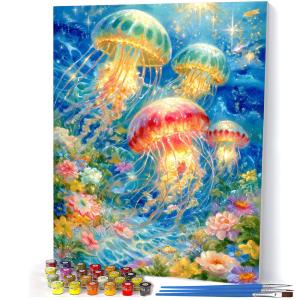 Oil Painting By Numbers Jellyfish DIY Number Drawing Canvas Pictures By Numbers Home Decor Large Size