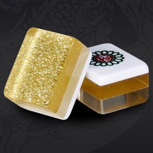Laishengcai Local Luxury Gold Crystal Brand 3-Layer Crystal Mahjong Gold Silk Mahjong For Home Large Size 42mm Free Tablecloth