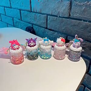 Key Chain Sanrio / Oil Quicksand 网红卡通水晶车钥匙扣~入油流沙创意挂饰~书包挂件小饰品~