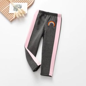 Girls Fleece Lined Flared Pants Pure Cotton Base Layer Outerwear Long Trousers for Children Autumn Winter Seasonal Wear