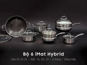 [Hàng chính hãng] Chảo chiên inox iMat Hybrid Blackcube 28cm Phủ chống dính gốm Ceramic màu đen thế hệ mới