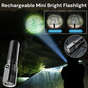Mini Bright Flashlight Rechargeable Mini Flashlight Waterproof Super Bright Long Range Flashlight