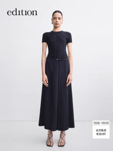 Edition Asymmetric Pleated Skirt Womens Autumn New Style Belt Included Midi Skirt Simple Commute Style Standard Fit EBE3SKT014