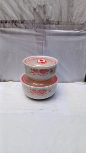 (mua 5 tặng 1 cùng loại) bộ thố sứ hoa văn 2 cái 1 cái có nắp 15cm và 13cm