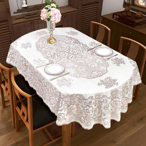 ผ้าคลุมโต๊ะพิมพ์ลายดอกไม้ PVC ทรงอvale ป้องกันน้ำ ป้องกันความร้อน ไม่ต้องซัก สำหรับใช้ในบ้านและโรงแรม ผ้าคลุมโต๊ะระดับไฮเอนด์