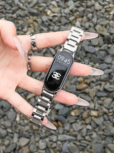 สายนาฬิกาผู้ชายผู้หญิงแบบอัจฉริยะสำหรับ Xiaomi Band 9 สายโลหะแบบใหม่สำหรับผู้ชายและผู้หญิง สายนาฬิกาแบบอัจฉริยะแบบสัมผัส NFC สายรัดข้อมือแบบอัจฉริยะ