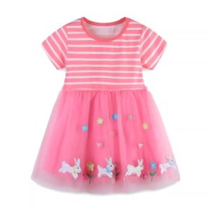 Summer New Design Girls Dress Dancing Girls Embroidery Short Sleeve Kids Vestidos Birthday Party Baby Clothing Wedding Dresses