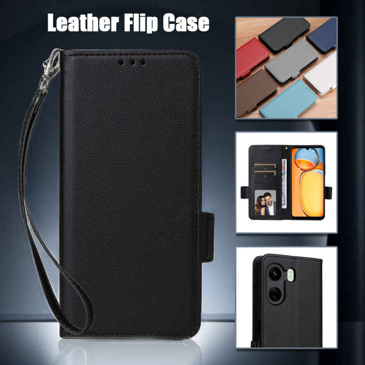 Leather Flip Case For Redmi A5 RedmiA5 A 4G 2025 Xiaomi Phone Cover  Casing Card Slot Wallet Stand Holder Bracket Soft TPU Edge Shockproof  Bumper