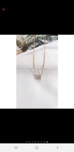 Kalung Permata Putih Petak Titanium CXA164