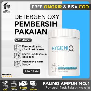 HYGIENIQ DETERGEN OXY NODA PAKAIAN (FREE GIFT) Serbuk Bubuk 350gr Cloth Stain Remover Penghilang Noda Tinta Kuning Membandel Jamur pada Kain / Pemutih Baju Semua Warna Kotoran Bandel Kerah Sarung Bantal Kaos Anak / Powder Deterjent Serbaguna Multifungsi