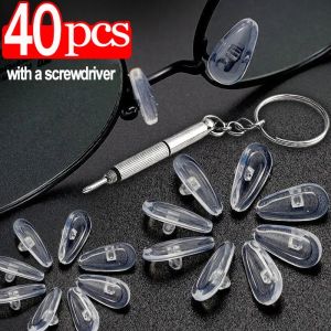 4-40 cái kính Miếng đệm mũi với tuốc nơ vít mềm Silicone dính chống trượt trong suốt nosepads Kính mắt phụ kiện kính mắt