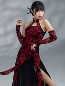 Elegant Modern Dance Practice Suit Traditional Chinese Style Improved Cheongsam Drifting Dance Costume Performance Clothes