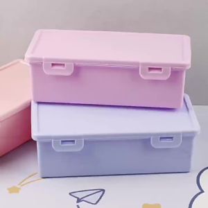 New【1Pc Plastic Colorful Pencil Box School Bulk Stackable Storage Box Organizer Office Storage Supplies】