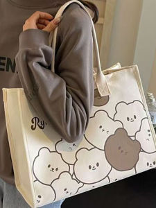 Túi Tote Canvas Túi Đeo Vai Dung Tích Lớn Hình Voi Hoạt Hình Túi Đi Làm Thời Trang Cho Nữ Túi Đeo Vai Đơn Dây Đeo Chéo