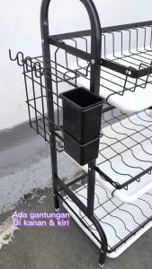 Rak Cuci Piring Rak Dapur Rak Pengering Piring Penyimpanan Dapur Stainless Steel Dish Rack 2 Layer Narita