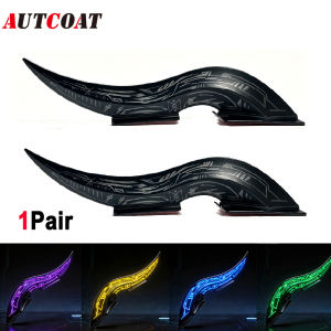1Pair 32 LED Light Modes Dragon Horn Car Roof Fins Touch Dimmable Auto Decoration Universal Car Exterior Accessory