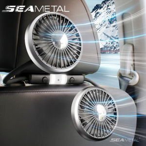 SEAMETAL USB Dual Head Car Fan Car Rear Seat Fan Portable Fan for Car 360 Degree Rotatable High Speed Double Head Car Fan