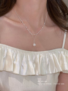 สร้อยคอปมปุยเทียมระดับไฮเอนด์สำหรับผู้หญิง สร้อยคอแบบห้อยเล็กหรูหรา เครื่องประดับกระดูกไหปลาร้าที่ใช้งานได้หลากหลาย