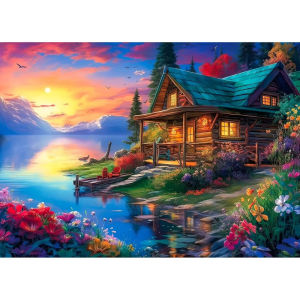 Lakeside Chalet Adult paper Puzzle 1000/500 Pieces Jigsaw Puzzles for Gameroom Bedroom Birthday Gift Challenging Game