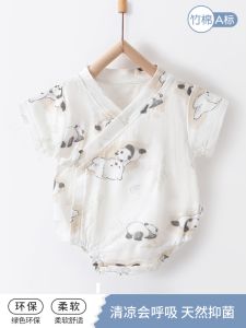 New Chinese Style Baby Clothes Summer Bamboo Fiber Short Sleeve Newborn Climbing Suit Cotton 50% Viscose 50% A-Class Safety