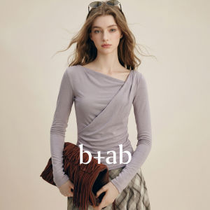 Irregular Slanted Collar Ruffle Waist T-Shirt for Women