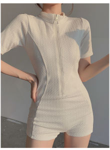 Short-sleeved swimsuit sunscreen Korean ins style swimsuit attire swimsuit for women  one-piece slim beach wear