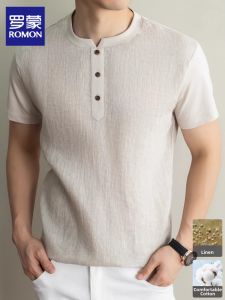 ROMON | Breathable Lightweight Casual Matching Old Money V-Neck Short Sleeve T-shirt
