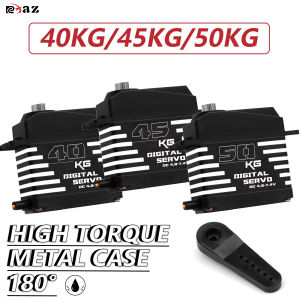 RCXAZ 40KG/45KG/50KG Brushless Digital Servo Metal Housing Gear 180 Large Torque Waterproof for RC Car/Boat Model Fixed Robots