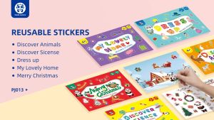 Reusable Stickers for Children Sticker Activity Book | 100 pieces of Stickers  | 5 Themes - Merry Christmas / Discover Animals / Discover Sciences / Dress Up / My Lovely Home