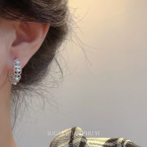 Sugar Vintage Lace Pearl Earrings Womens Fashion Commute Versatile Lightweight Luxury Feelings All Match Hollow out Design